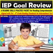Reading Comprehension Passage and WH Questions 4th Grade IEP Goal Skill Builder for Special Education